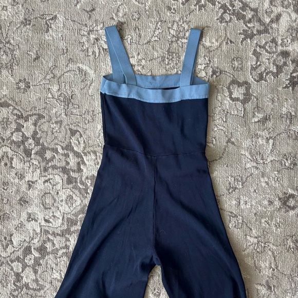 Staud Navy Jumpsuit with Light Blue Trim and Button Front - Picture 3 of 8